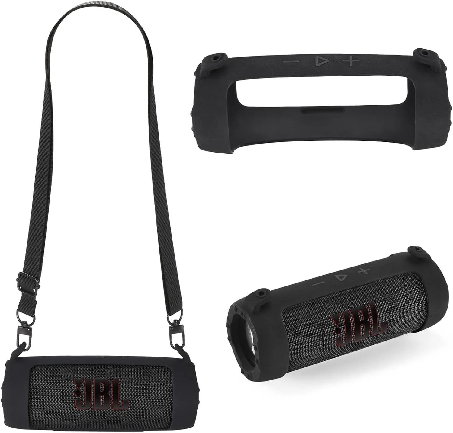 Silicone Cover Case for JBL Flip 7 - Portable Waterproof and Drop-Proof Speaker,for JBL Flip 7 Travel Carrying Skin Protective Case Shoulder Bag Accessories,Black