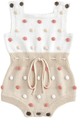 Simplee kids Baby Girl Kint Romper Fall Sleeveless Pompoms Rompers Newborn Little Girl Overall Jumpsuit Outfits
