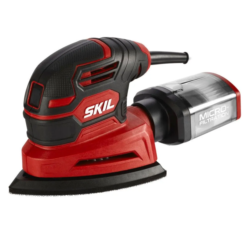 SKIL Corded Detail Sander, Includes 3pcs Sanding Paper and Dust Box - SR250801