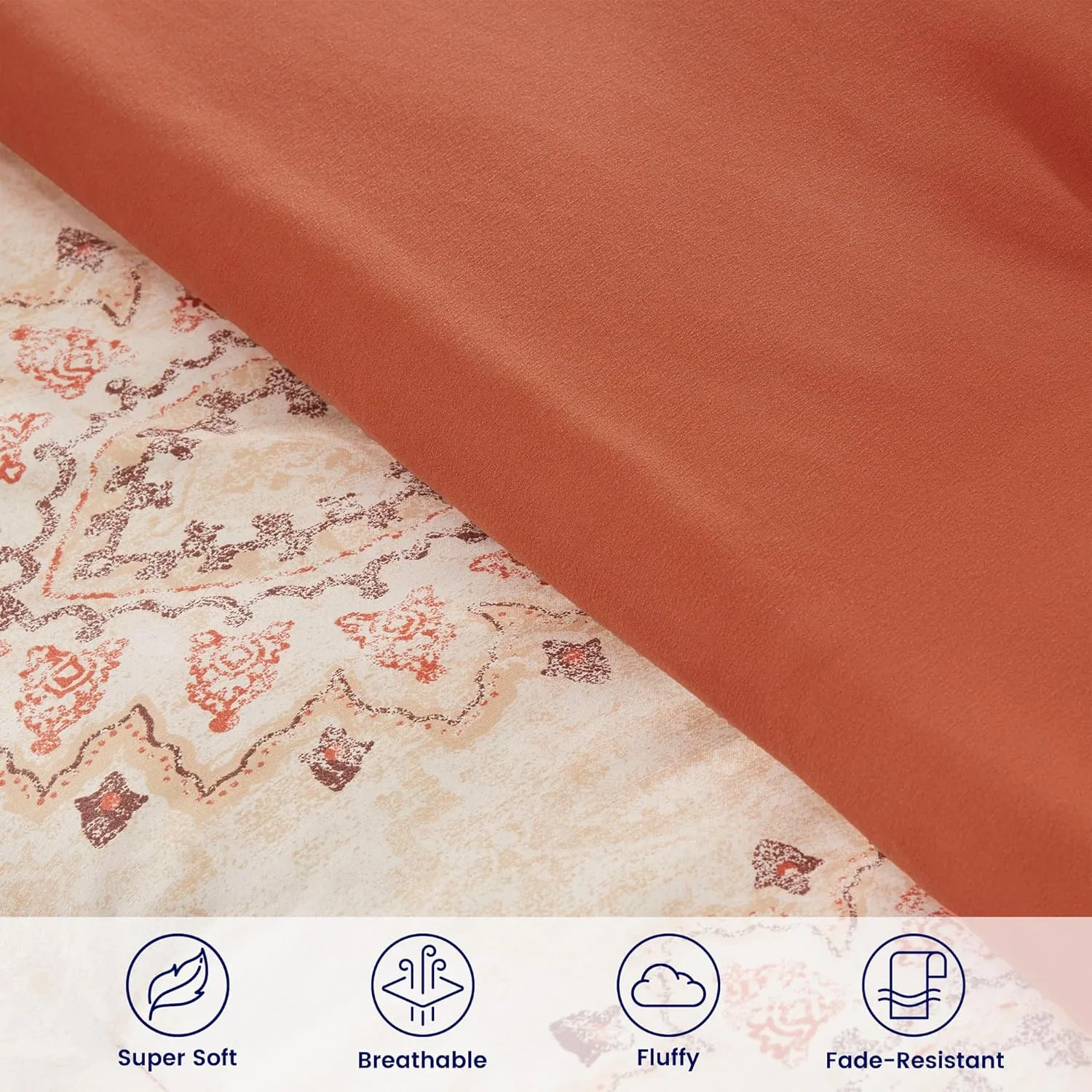 SLEEP ZONE Damask Pattern Beige Twin XL Size Comforter Set Bed in a Bag - Breathable, 5 Pieces with 1 Comforter(68x88), 1 Fitted Sheet, 1 Flat Sheet, 1 Pillow Sham, 1 Pillowcase