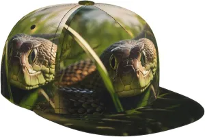 Snake Outdoor Sports Baseball Cap, Daily Sports Adjustable Fashionable Flat Brim hat, Unisex Four-Season Outdoor Sports Cap, Black