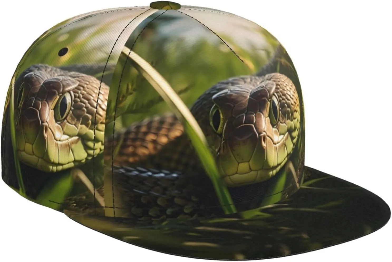 Snake Outdoor Sports Baseball Cap, Daily Sports Adjustable Fashionable Flat Brim hat, Unisex Four-Season Outdoor Sports Cap, Black