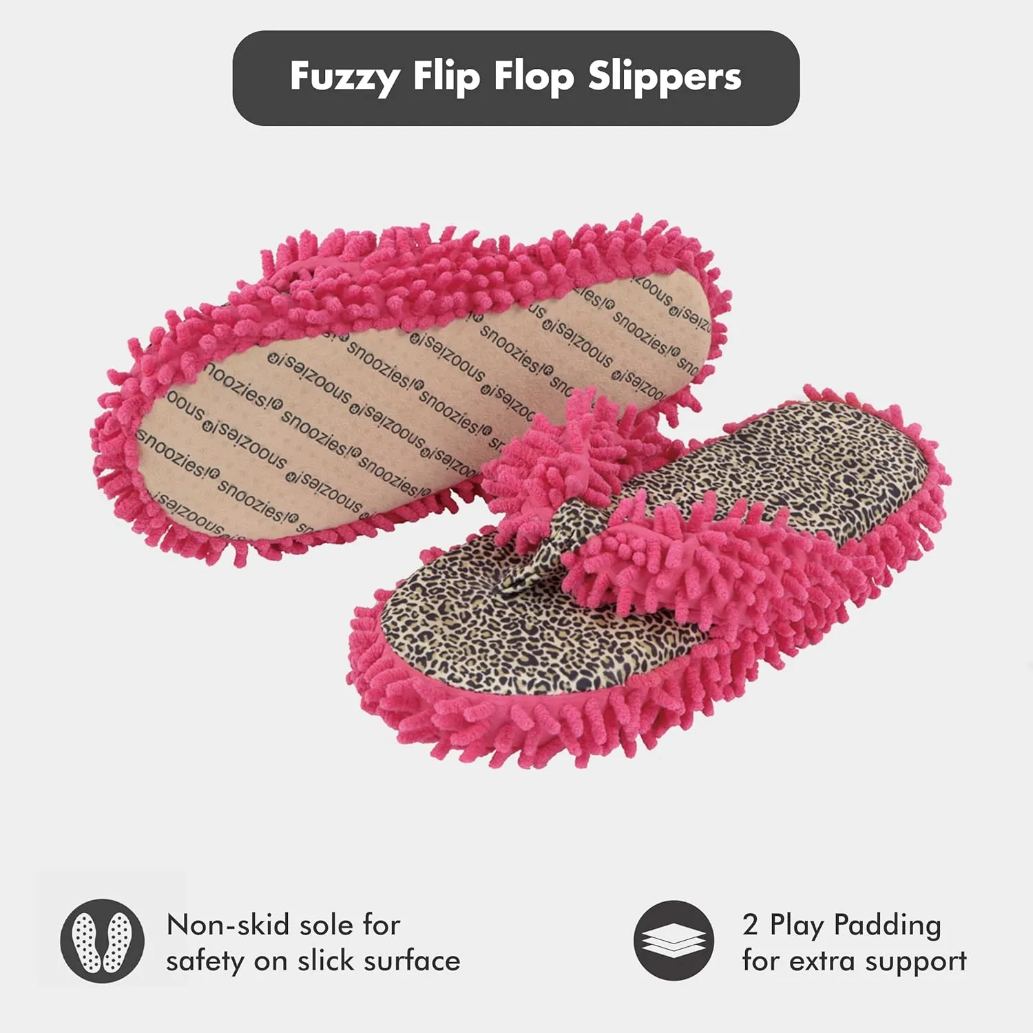 Snoozies Fuzzy Flip Flop Pedicure Slippers for Women Indoor, Washable Fluffy Thong Slippers, Comfortable Open Toe House Slippers Non-Skid Sole, Spa Gifts