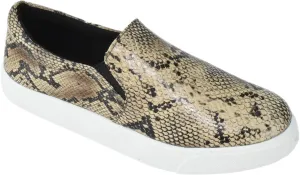 Soda Flat Women Shoes Slip On Loafers Casual Sneakers Memory Foam Reign-G White Sole Natural Beige Python 6.5