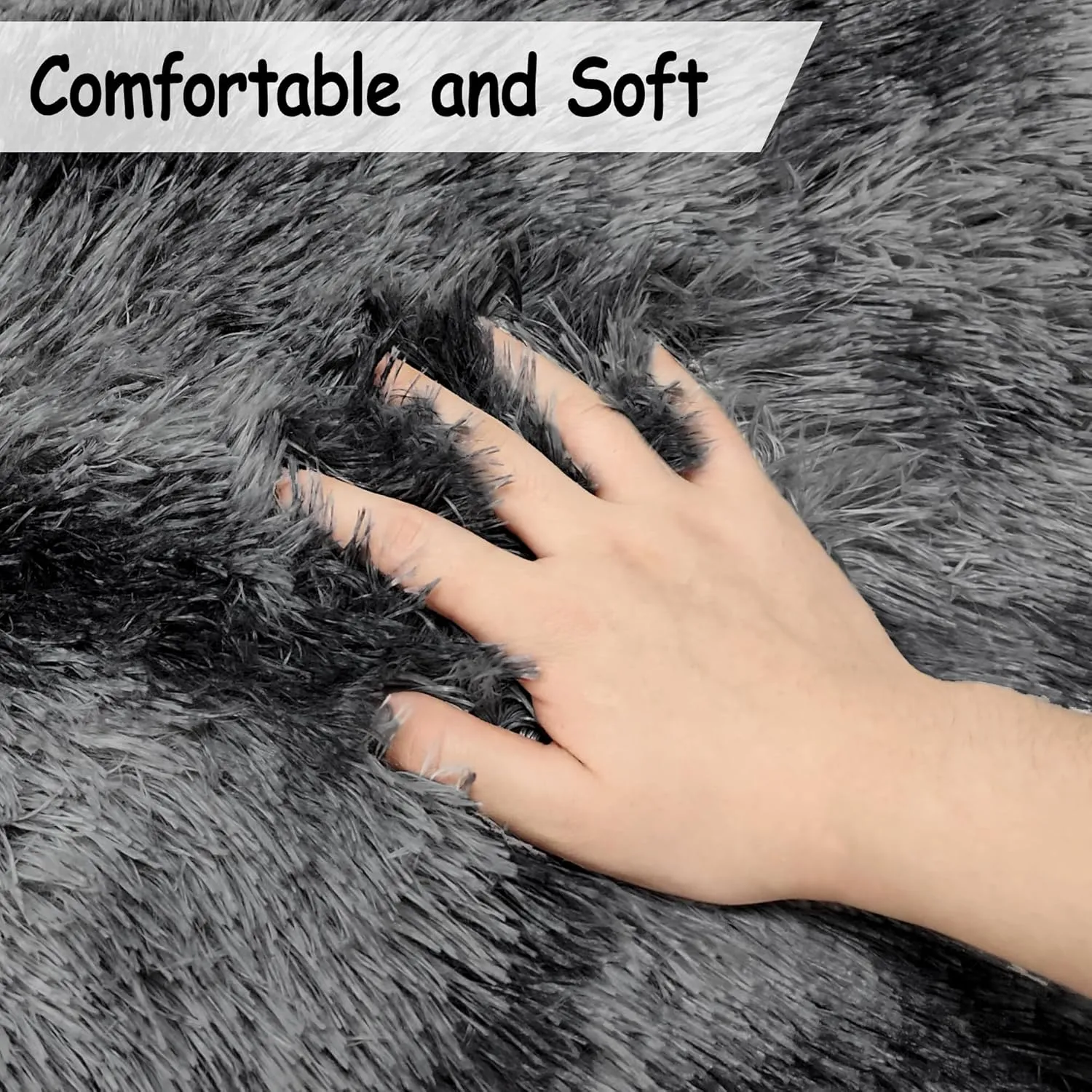 Soft Fluffy Area Rug for Bedroom,Tie Dye Black 4x6 ft Fuzzy Shaggy Carpet Plush Furry Rug,for Living Room Indoor Floor Rug Non-Slip Bottom Kids Girls Boys Home Decor Aesthetic,Dorm Nursery