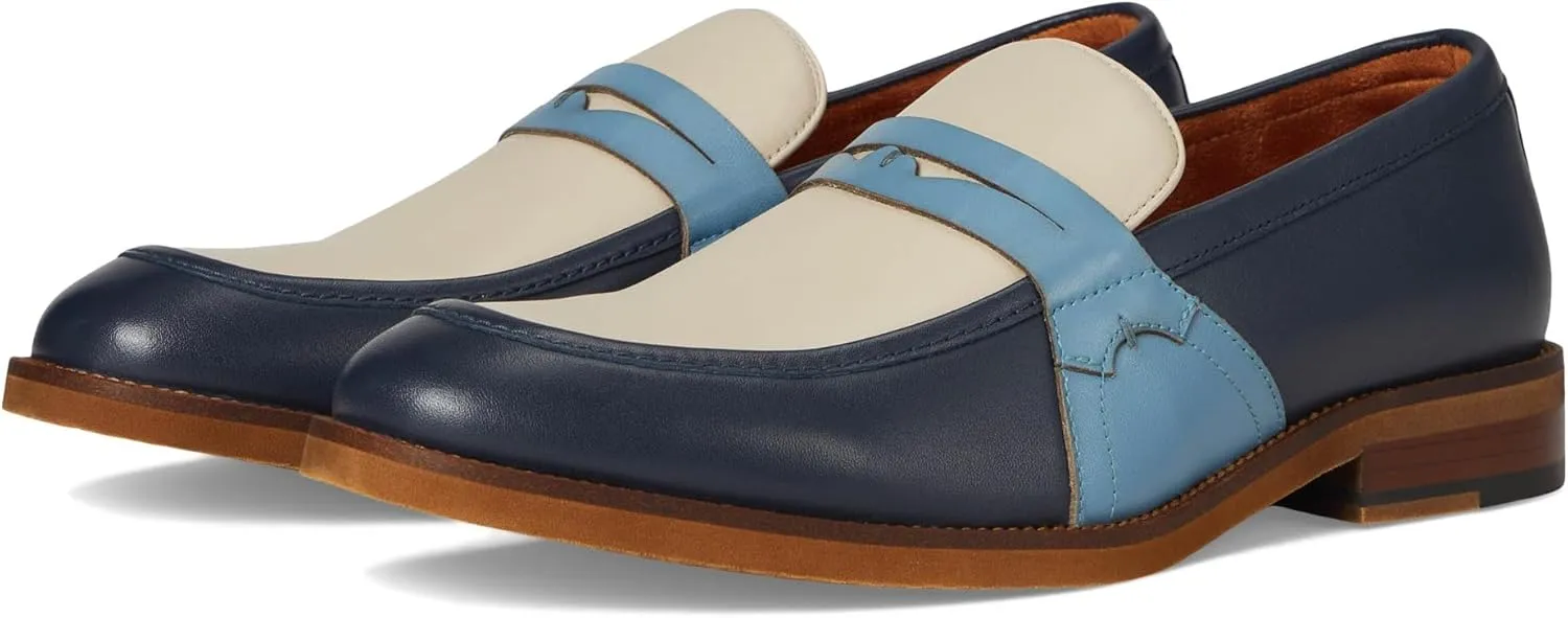 Stacy Adams Men's Prichard Penny Slip On Loafer, Navy Multi, 10.5