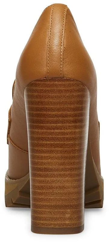 Steve Slip Madden Rounded Tailored selection Leather Platform Energy-saving On Tan Toe Loafer Odette Pumps