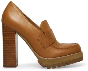 Steve Slip Madden Rounded Tailored selection Leather Platform Energy-saving On Tan Toe Loafer Odette Pumps