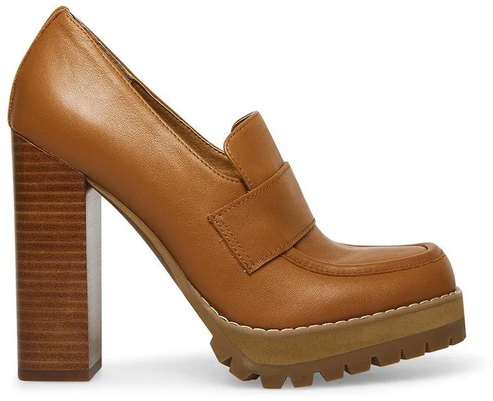 Steve Slip Madden Rounded Tailored selection Leather Platform Energy-saving On Tan Toe Loafer Odette Pumps