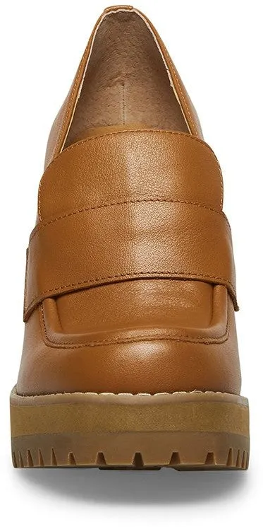 Steve Slip Madden Rounded Tailored selection Leather Platform Energy-saving On Tan Toe Loafer Odette Pumps