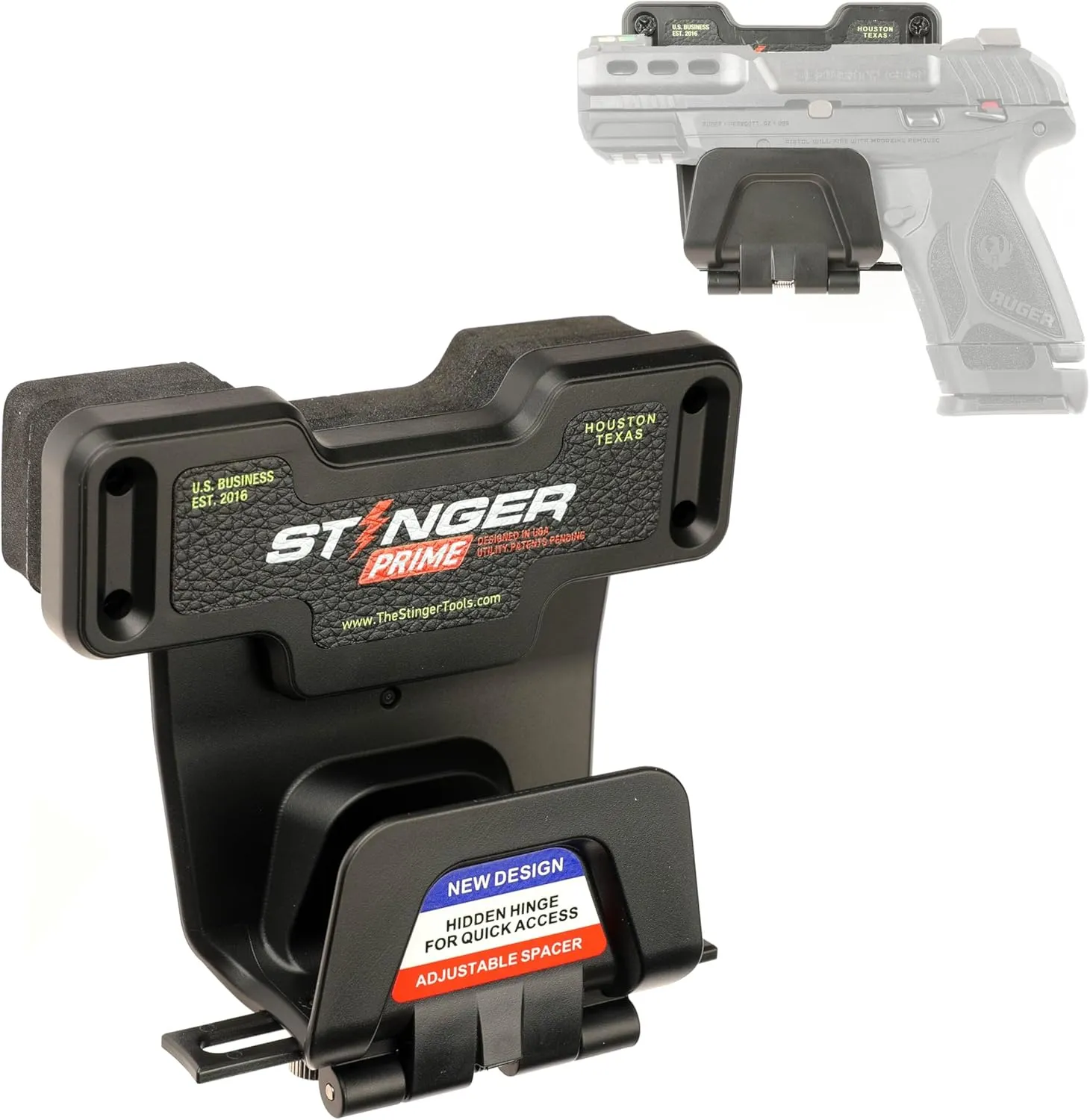 Stinger Prime Gun Magnet Mount, w/Trigger Guard Protection, Magnetic Gun Mount for Car, Truck, Desks, Safes, Walls, Gun Magnet for Handgun Rifle Shotgun Pistol Revolver