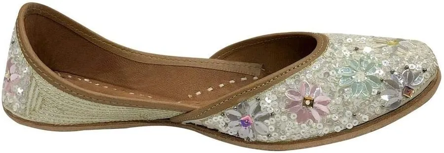 Stop n Style Punjabi Jutti for Ladies - Mirror Work Indian Bridal Shoes - Ethnic Gold Jutti