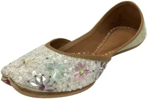 Stop n Style Punjabi Jutti for Ladies - Mirror Work Indian Bridal Shoes - Ethnic Gold Jutti