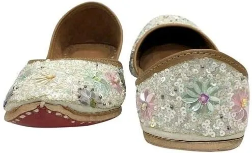 Stop n Style Punjabi Jutti for Ladies - Mirror Work Indian Bridal Shoes - Ethnic Gold Jutti