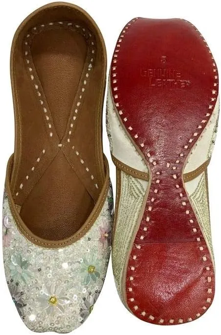 Stop n Style Punjabi Jutti for Ladies - Mirror Work Indian Bridal Shoes - Ethnic Gold Jutti