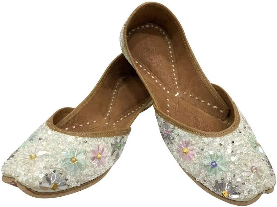 Stop n Style Punjabi Jutti for Ladies - Mirror Work Indian Bridal Shoes - Ethnic Gold Jutti