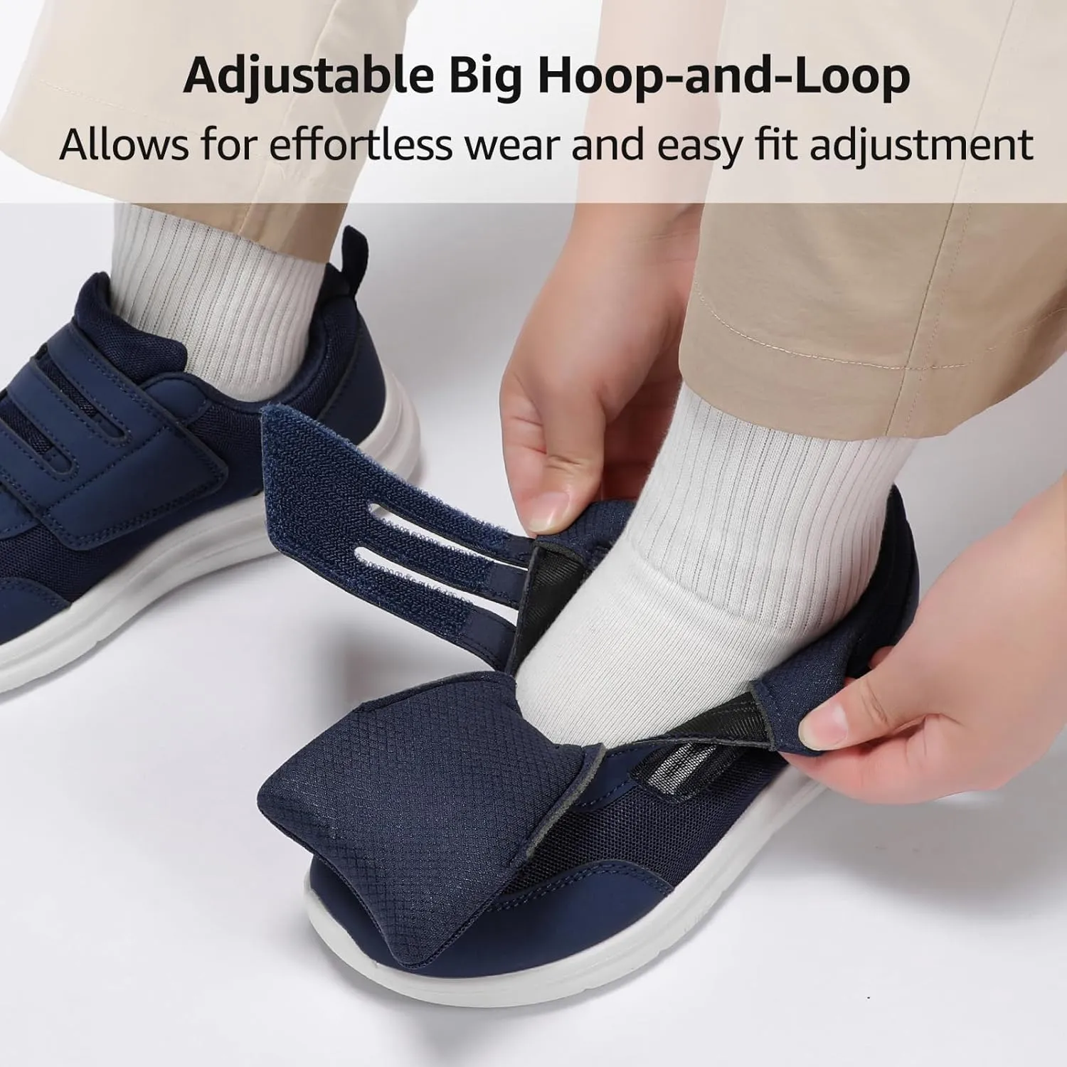 STQ Wide Toe Box Shoes Wome, Hook and Loop Orthopedic Walking Shoe for Seniors, Bunions, Plantar Fasciitis, Hammertoes, Swollen Feet