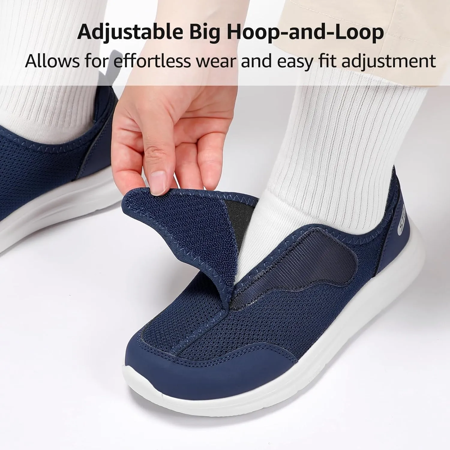 STQ Wide Toe Box Shoes Women Walking Shoe, Hook and Loops Orthopedic Shoes with Arch Support for Seniors, Bunions, Plantar Fasciitis, Hammertoes, Swollen Feet