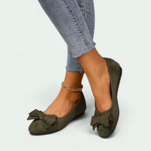 Strazoro | Women's Bow Suede Ballet Flats – Comfortable & Chic Everyday Shoes