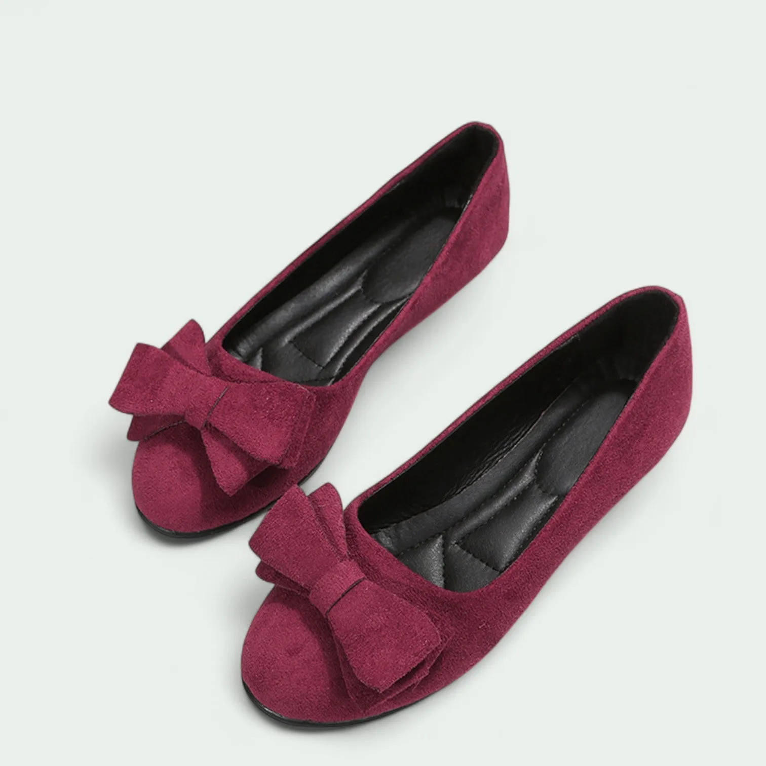 Strazoro | Women's Bow Suede Ballet Flats – Comfortable & Chic Everyday Shoes
