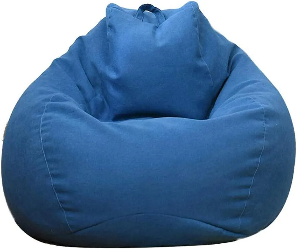 Stuffed Animal Storage Bean Bag Cover (No Filler) Extra Soft Beanbag Seat Chair Covers-Cotton Linen Memory Foam Beanbag Replacement Cover for Adults Children Without Filling