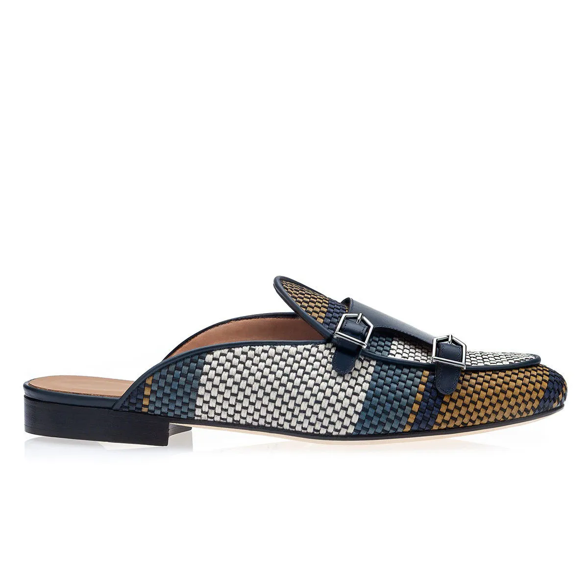 SUPERGLAMOUROUS Tangerine 7 Tetris Men's Shoes Hand-Loomed Leather Double Monk Mule (SPGM1342)
