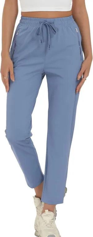 Surenow Womens Active Pants Stretch Breathable Casual Pants with Zip Pocket Lightweight Running Athletic Sweatpants for Women