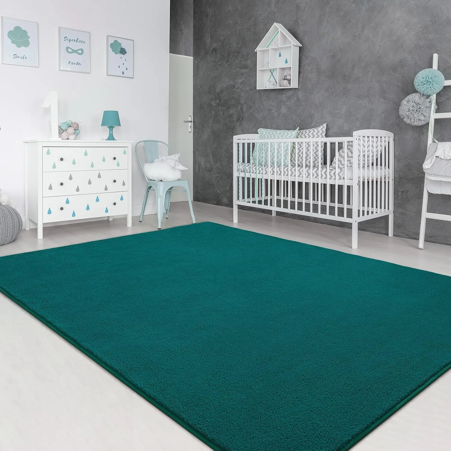 Teal Rugs for Bedroom Girls Soft Throw Rug for Nursery Dorm Kids Room Washable Living Room Rugs Small Area Rugs 4x6 Thickened Memory-Foam Rug Carpet Apartment Home Decor