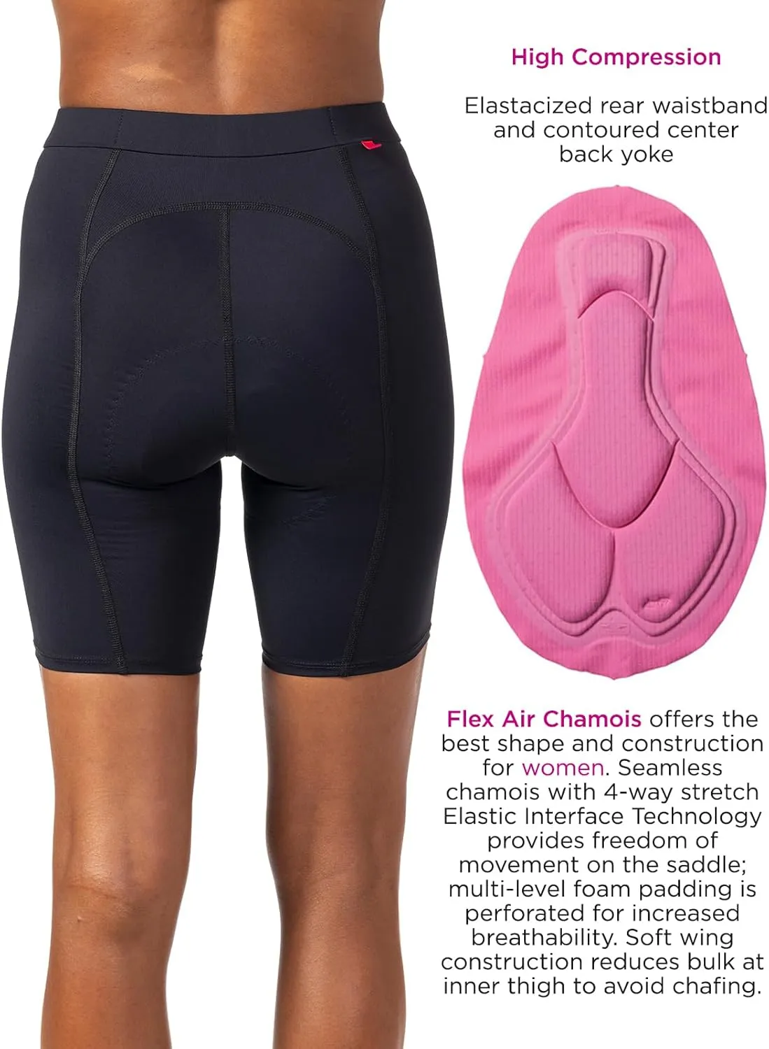 Terry Cycling New Bella Free (Silicone-Free Version) Bike Shorts Womens Padded Bike Shorts for Women Cycling 8.5" Inseam