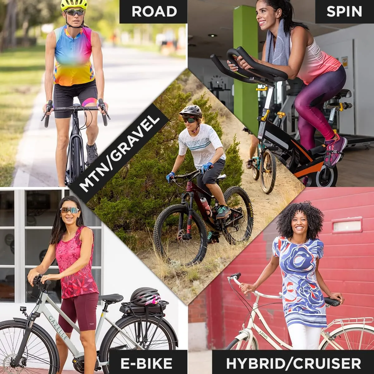 Terry Cycling New Bella Free (Silicone-Free Version) Bike Shorts Womens Padded Bike Shorts for Women Cycling 8.5" Inseam