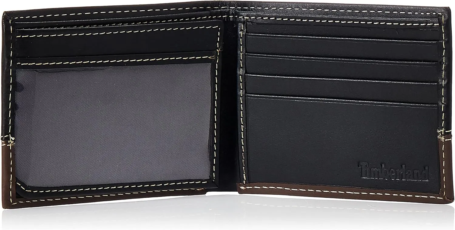 Timberland Men's Leather Passcase Trifold Wallet Hybrid