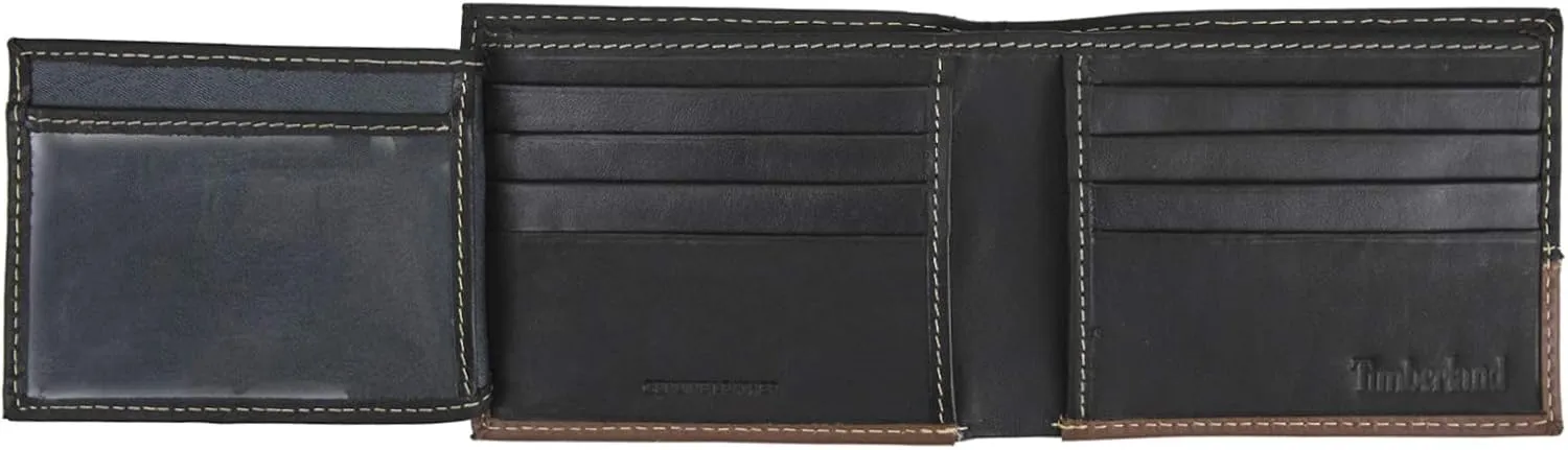 Timberland Men's Leather Passcase Trifold Wallet Hybrid