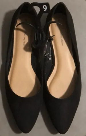 Time And Tru Suede Memory Foam Point Ballet Flats
