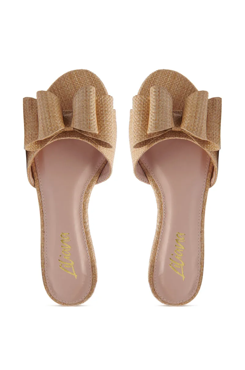 TIZZY RAFFIA FLAT BOW SANDAL