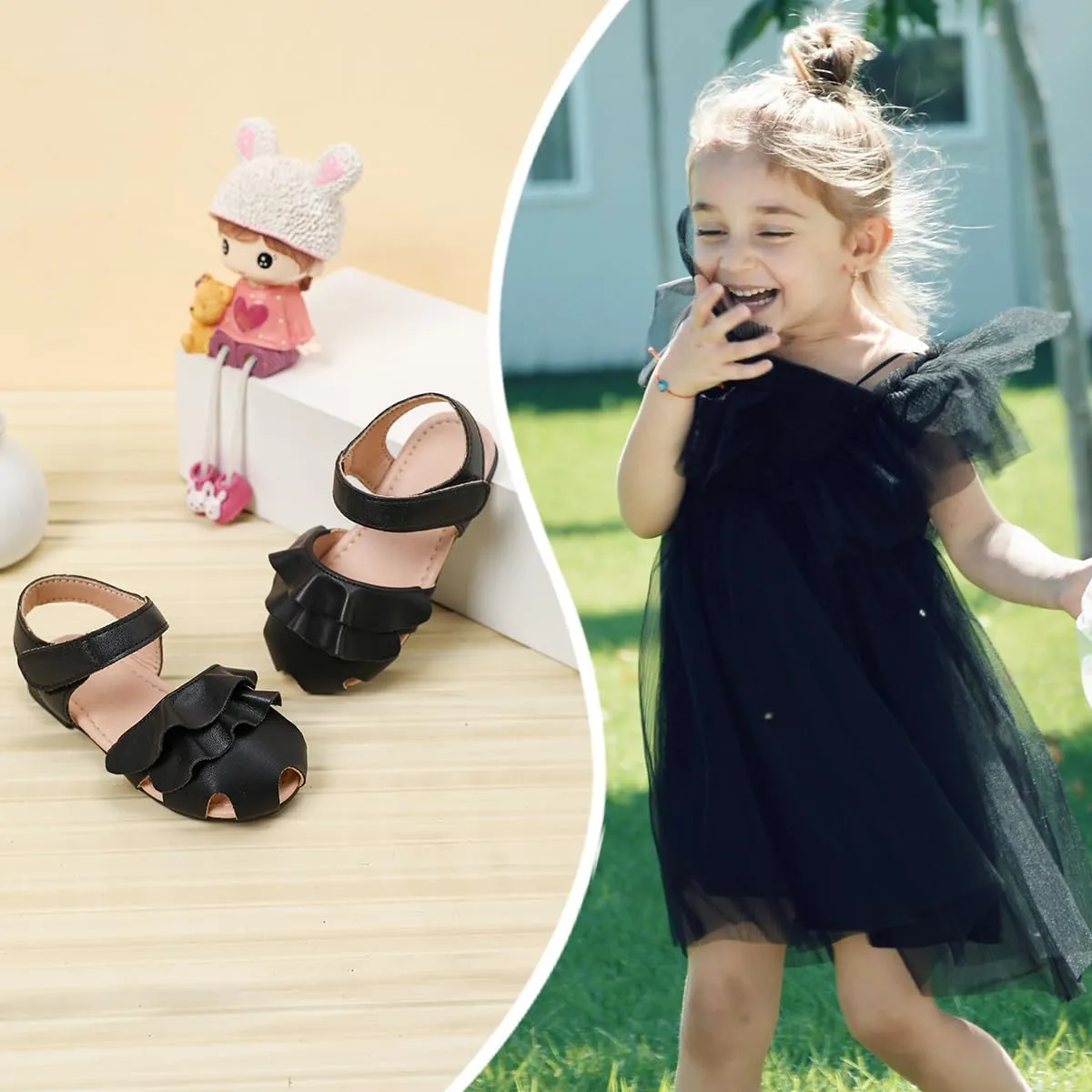Toddler Girls Sandals Closed Toe Dress Flat Shoes Summer Sandals for Baby Little Kids Girl