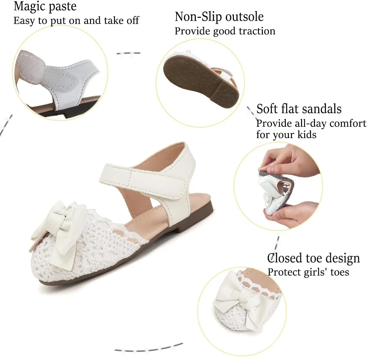Toddler Girls Sandals Closed Toe Dress Flat Shoes Summer Sandals for Baby Little Kids Girl
