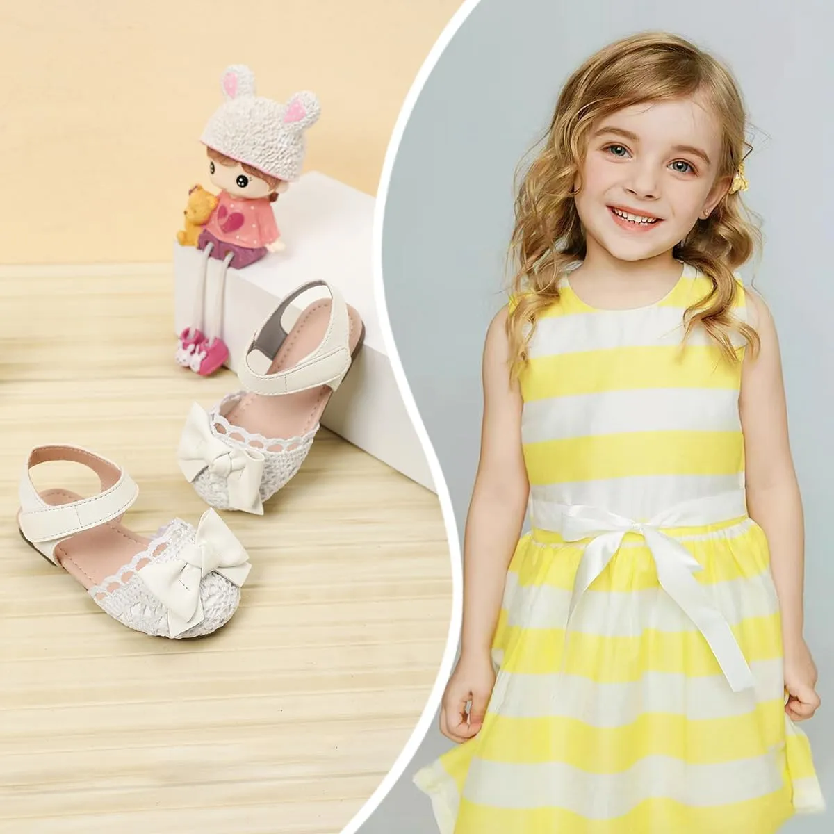 Toddler Girls Sandals Closed Toe Dress Flat Shoes Summer Sandals for Baby Little Kids Girl