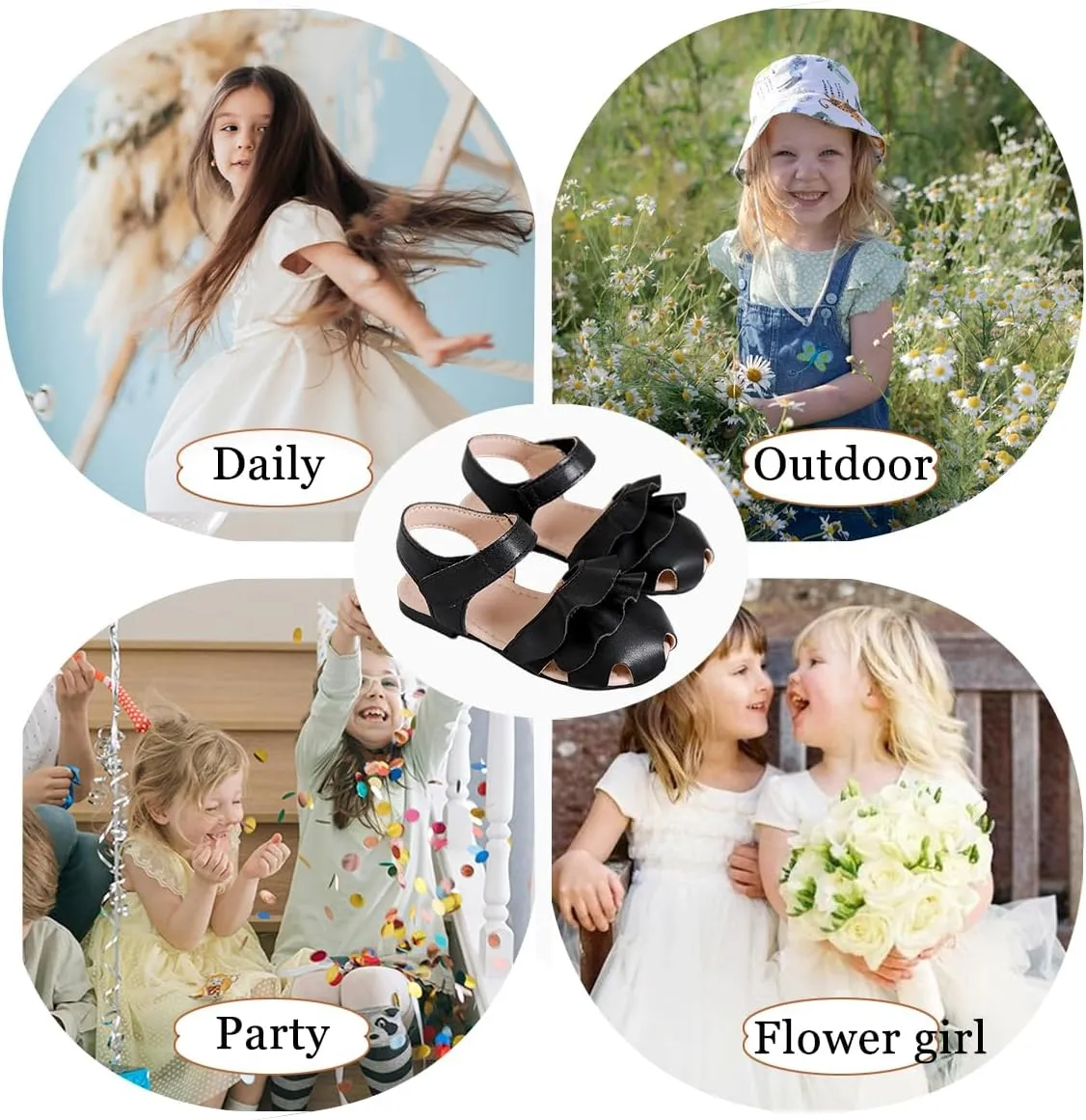 Toddler Girls Sandals Closed Toe Dress Flat Shoes Summer Sandals for Baby Little Kids Girl