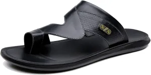 Toe Loop Sandals, Summer Slip on Breathable Leather Bunion Corrector Sandals for Men, Soft Non-Slip Foot Correction Flat Flip Flops, Arch of Foot, Correction for Groomsman Men Boss