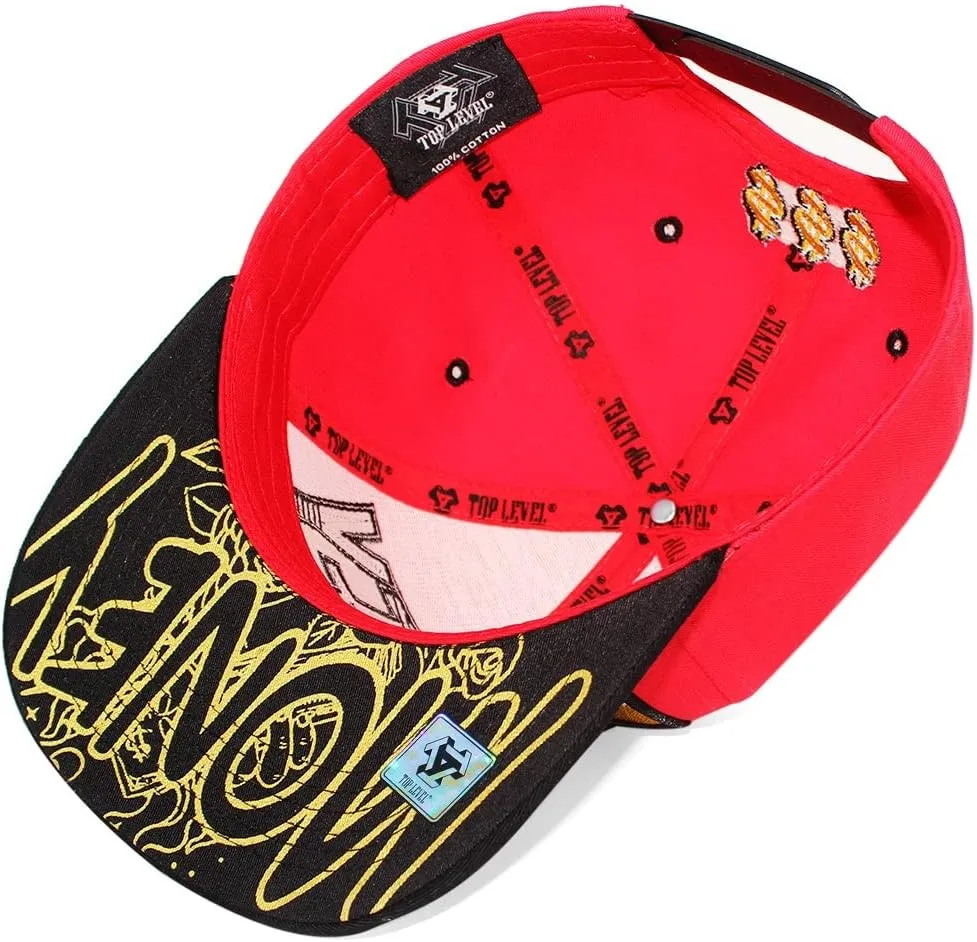 TOP Level Men's Adjustable Cotton Snapback Cap 6 (Various Unique Hat Designs Available)