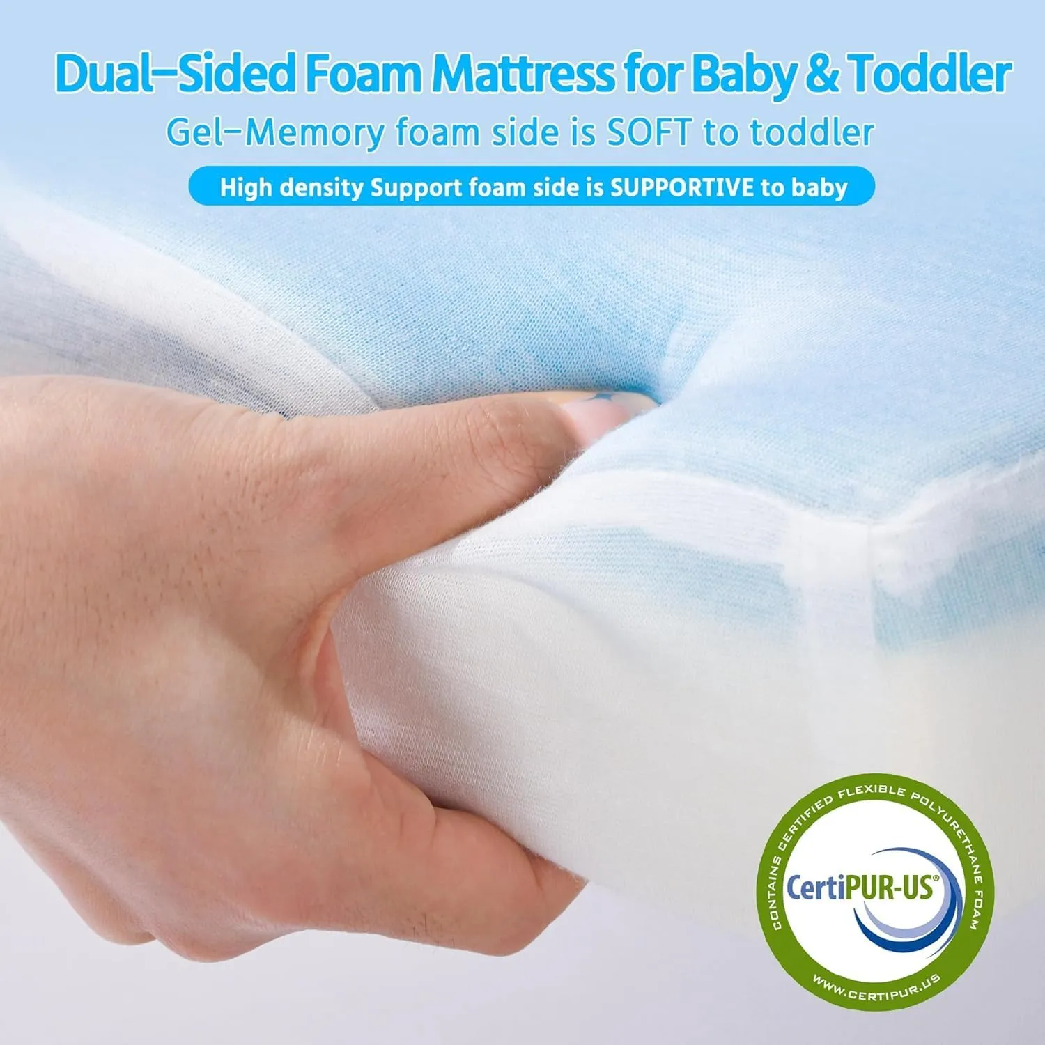 Trifold Pack and Play Mattress, 38x26 Pack n Play Mattresses with Removable Washable Cover, Breathable Memory Foam Crib Playpen Mattress Pad for Baby Toddler, Portable with Travel Bag