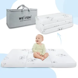 Trifold Pack and Play Mattress, 38x26 Pack n Play Mattresses with Removable Washable Cover, Breathable Memory Foam Crib Playpen Mattress Pad for Baby Toddler, Portable with Travel Bag