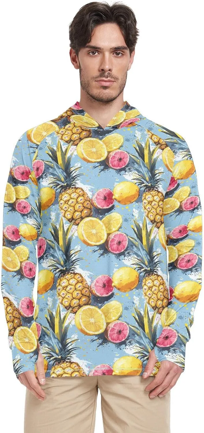 Tropical Fruits Mens Sun Shirts Protection Long Sleeve Fishing Shirt UPF 50  Sailing Rash Guard Rash Guard for Men