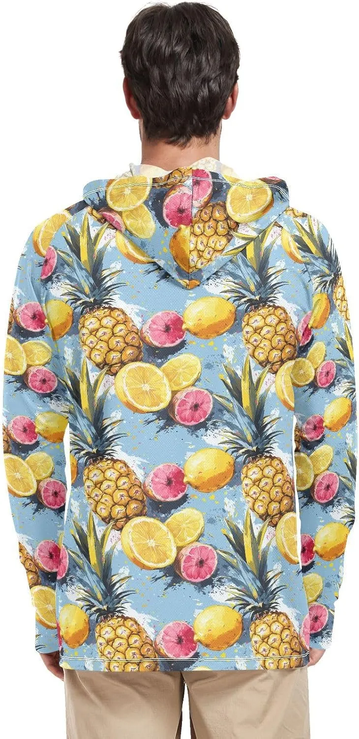 Tropical Fruits Mens Sun Shirts Protection Long Sleeve Fishing Shirt UPF 50  Sailing Rash Guard Rash Guard for Men