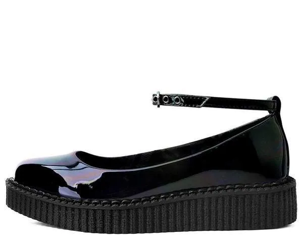 TUK A9634L Black Hologram Pointed Ballet Creeper