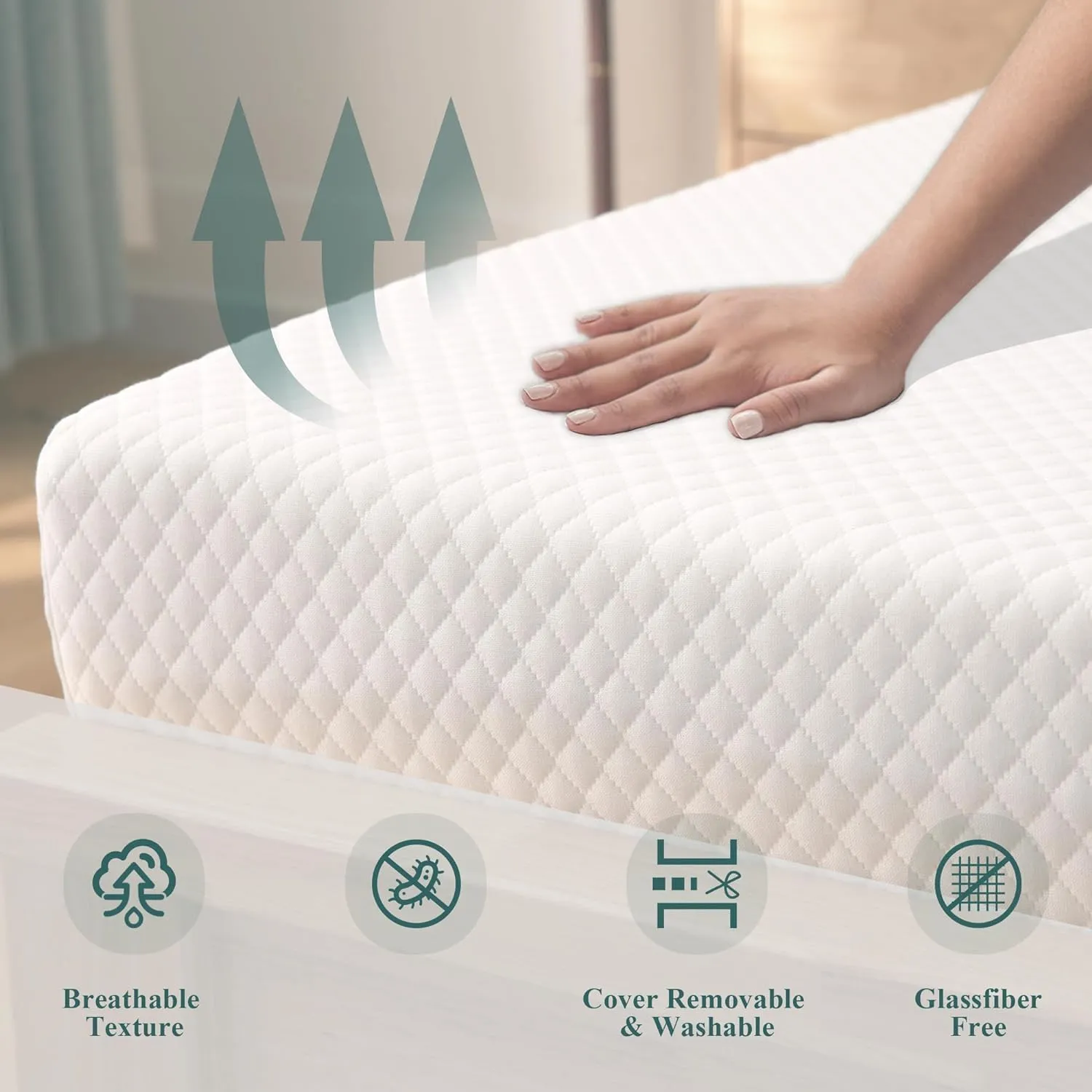 Twin Mattress 6 Inch Memory Foam Colchones Bed in a Box Medium Firm Cooling Gel Green Tea Twin Size Mattress with Breathable Soft Fabric Cover CertiPUR-US Pressure Relief