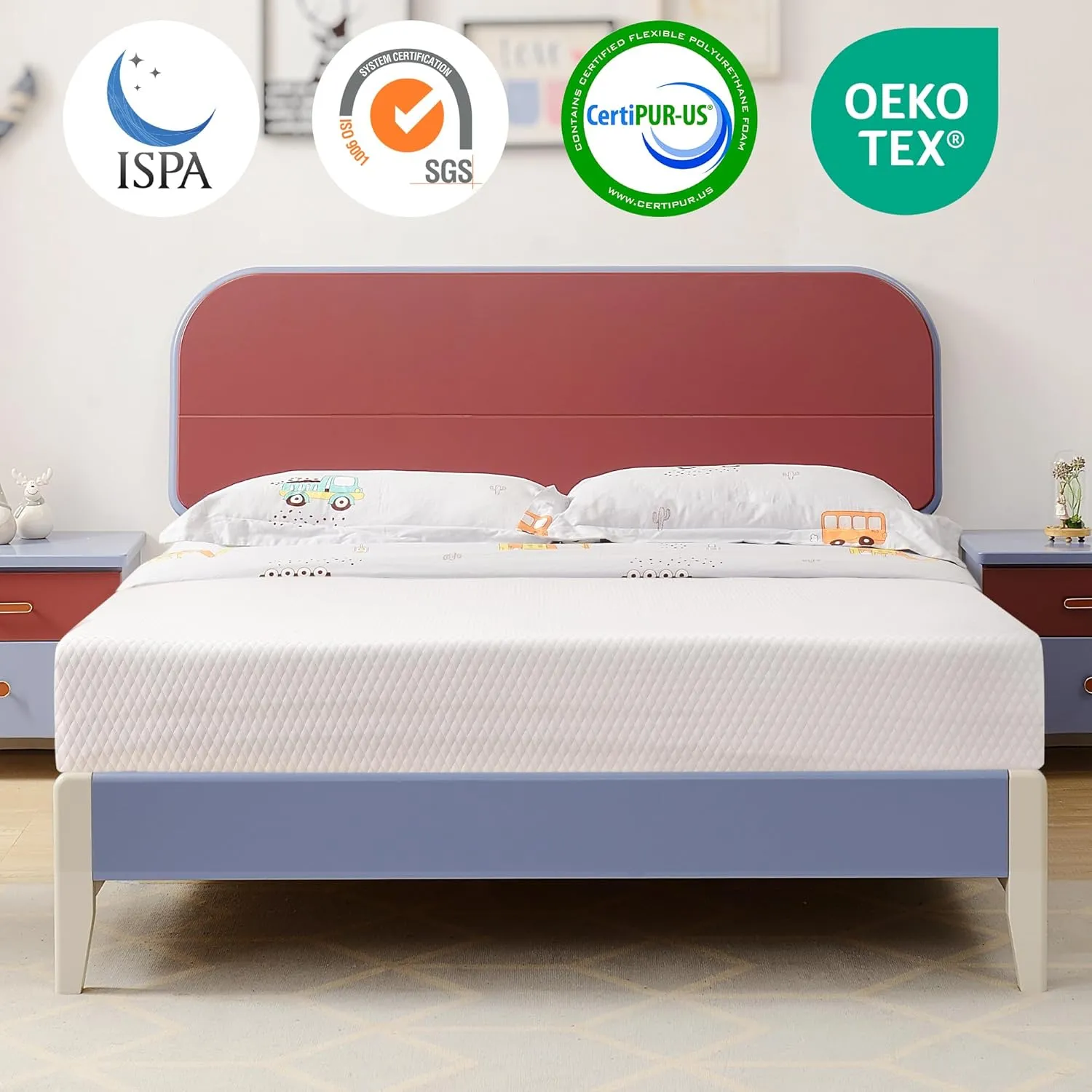 Twin Mattress 6 Inch Memory Foam Colchones Bed in a Box Medium Firm Cooling Gel Green Tea Twin Size Mattress with Breathable Soft Fabric Cover CertiPUR-US Pressure Relief