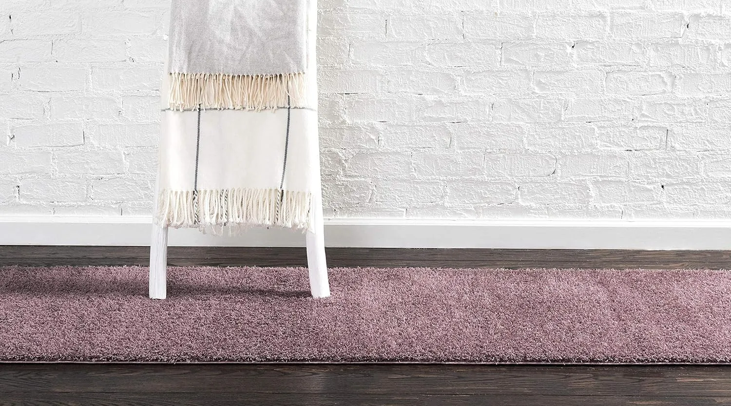 Unique Loom Studio Solid Shag Collection Urban Modern Super Soft & Plush Area Rug, 2 ft x 6 ft 7 in, Mauve