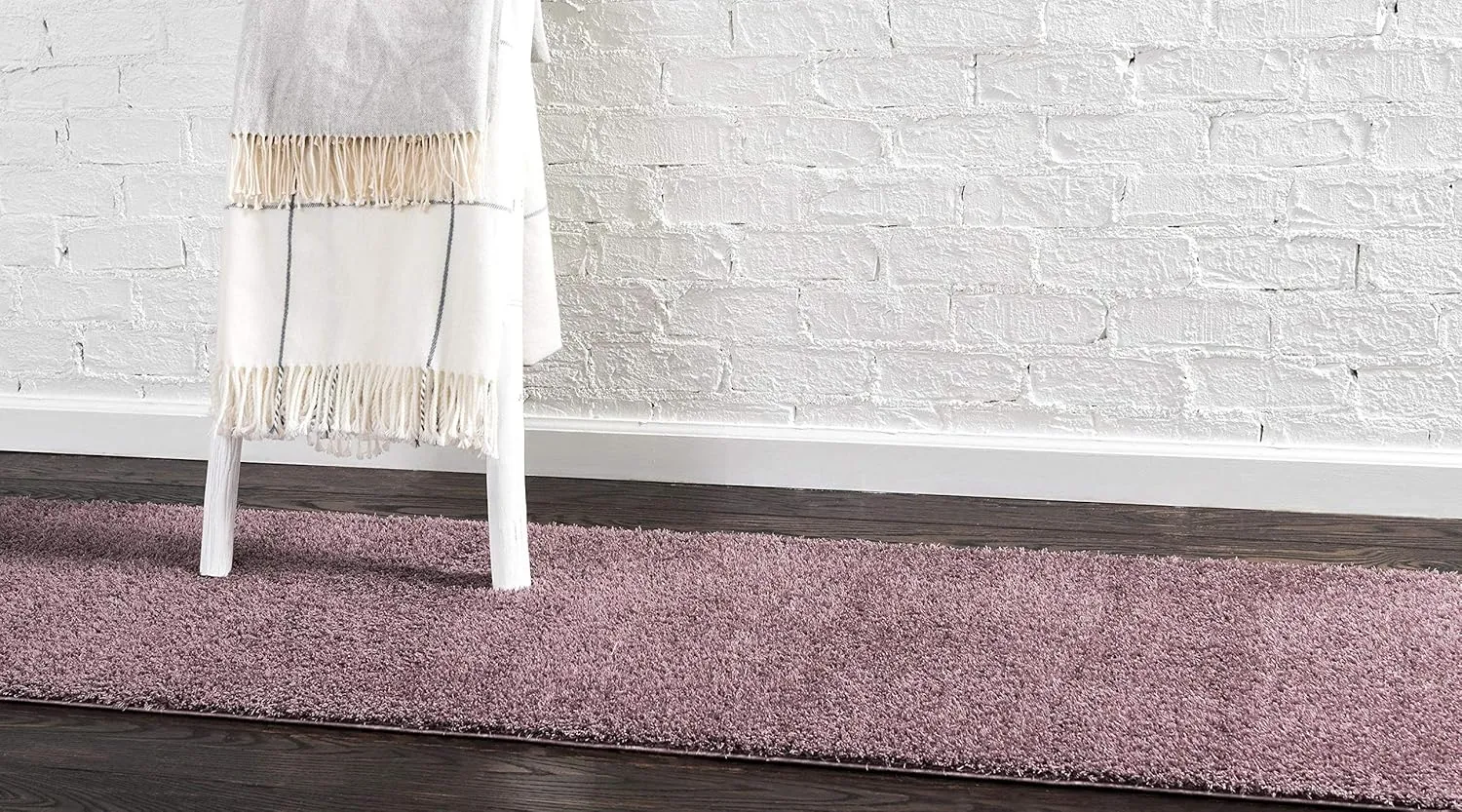 Unique Loom Studio Solid Shag Collection Urban Modern Super Soft & Plush Area Rug, 2 ft x 6 ft 7 in, Mauve