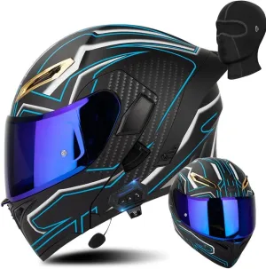 Unisex Adult Flip-Up Motorcycle Helmet, Carbon Fiber, Anti-Fog Visor, Aerodynamic Design, Integrated Bluetooth, DOT Approved, Sizes S-XXL